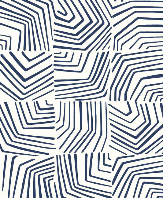 Seabrook Designs The Simple Life Linework Maze Geometric Contemporary Blue Matte Sidewall - SL80212