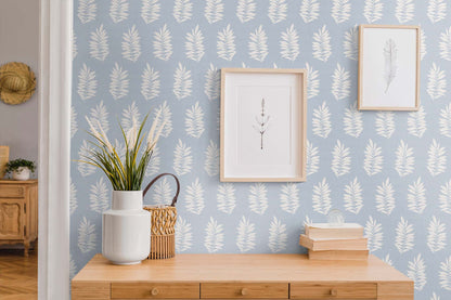 Seabrook Designs The Simple Life Pinnate Silhouette Botanical Contemporary Blue Matte  - SL80302