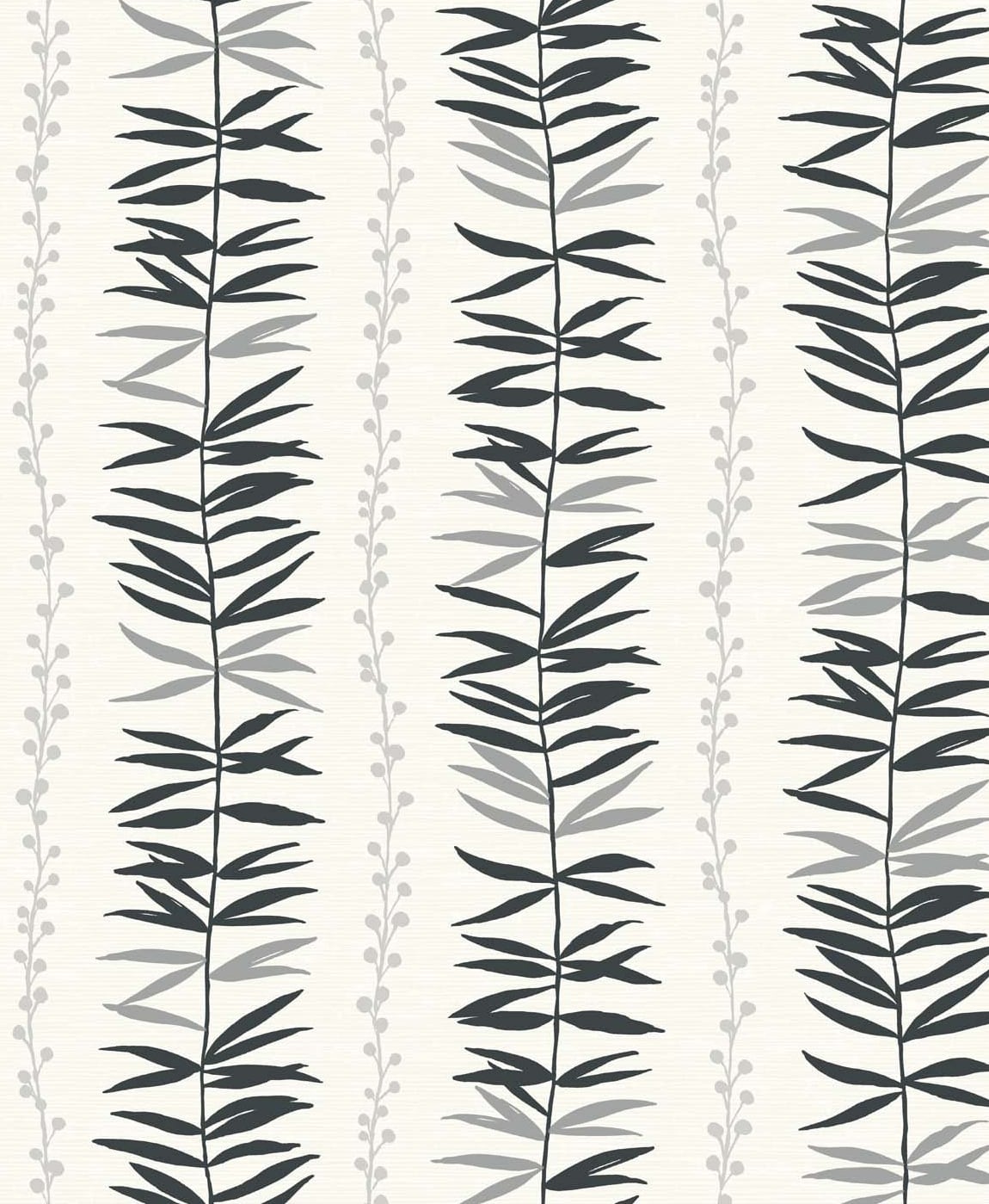 Seabrook Designs The Simple Life Summer Garland Botanical Contemporary Black Matte Sidewall - SL80500