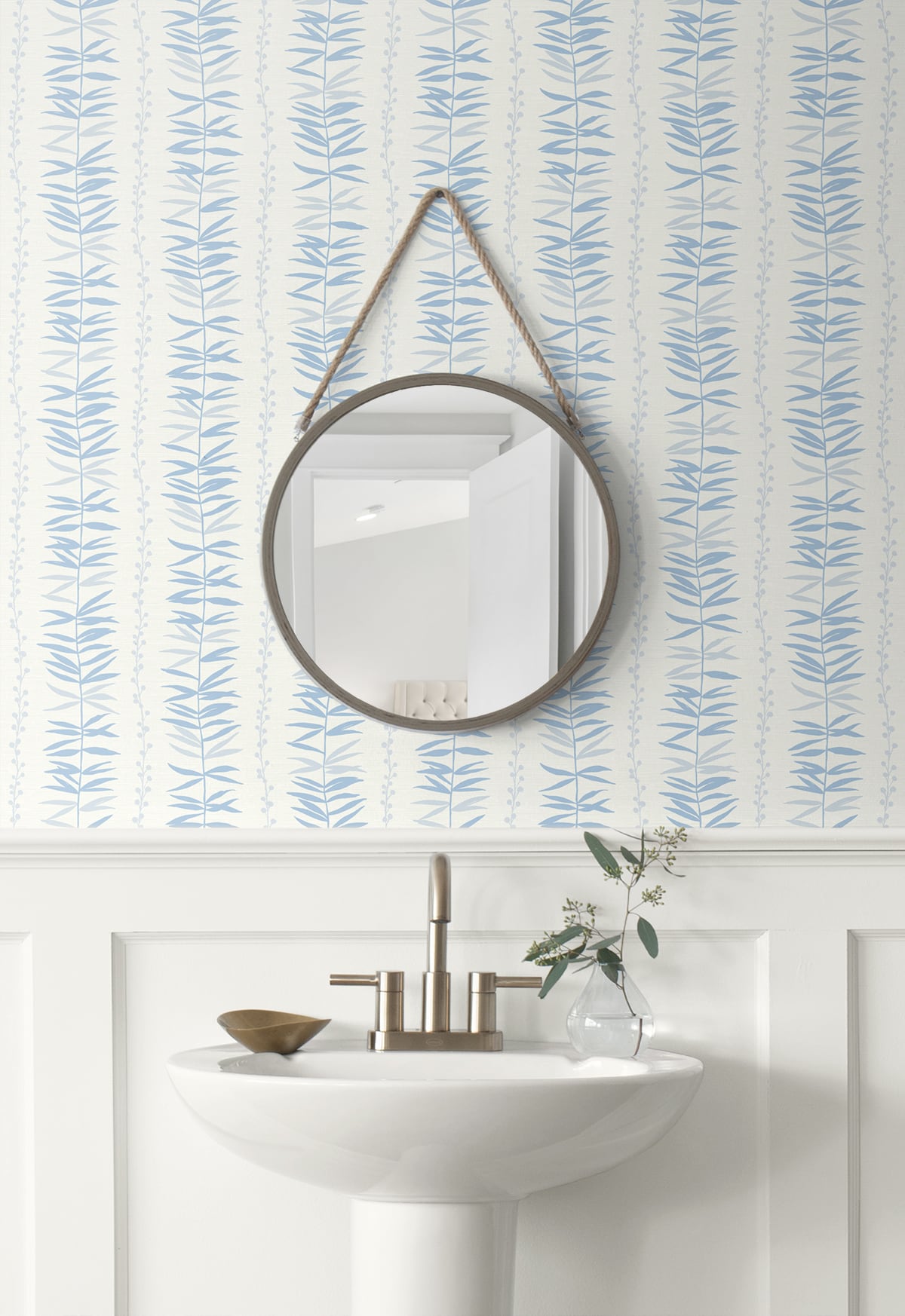Seabrook Designs The Simple Life Summer Garland Botanical Contemporary Blue Matte  - SL80502