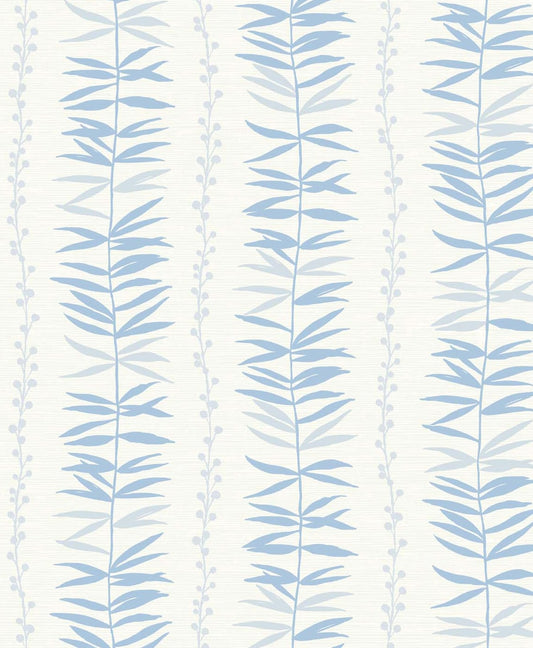 Seabrook Designs The Simple Life Summer Garland Botanical Contemporary Blue Matte Sidewall - SL80502