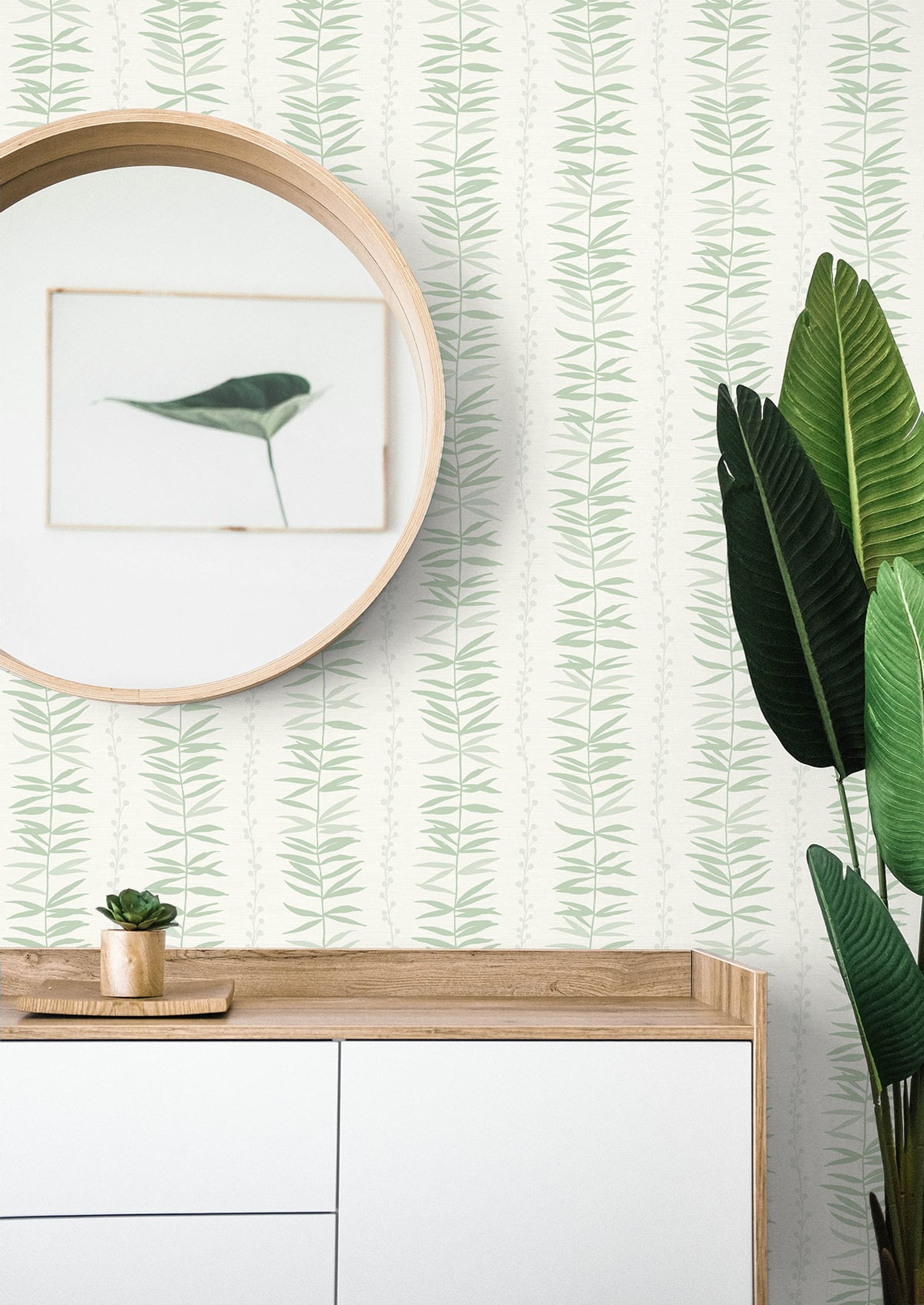 Seabrook Designs The Simple Life Summer Garland Botanical Contemporary Green Matte  - SL80504