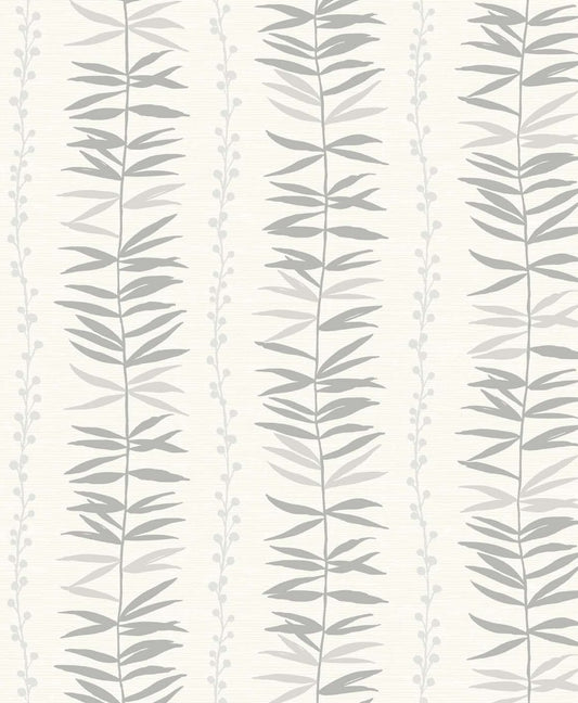 Seabrook Designs The Simple Life Summer Garland Botanical Contemporary Grey Matte Sidewall - SL80508