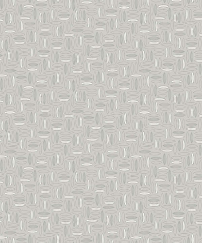 Grey seamless pattern of elongated ovals in light and dark greys; geometric wallpaper or upholstery fabric texture.