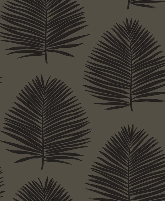 Seabrook Designs The Simple Life Island Palm Palm Leaf Coastal Black Matte Sidewall - SL80710