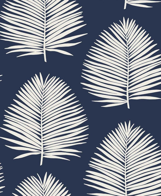 Seabrook Designs The Simple Life Island Palm Palm Leaf Coastal Blue Matte Sidewall - SL80712