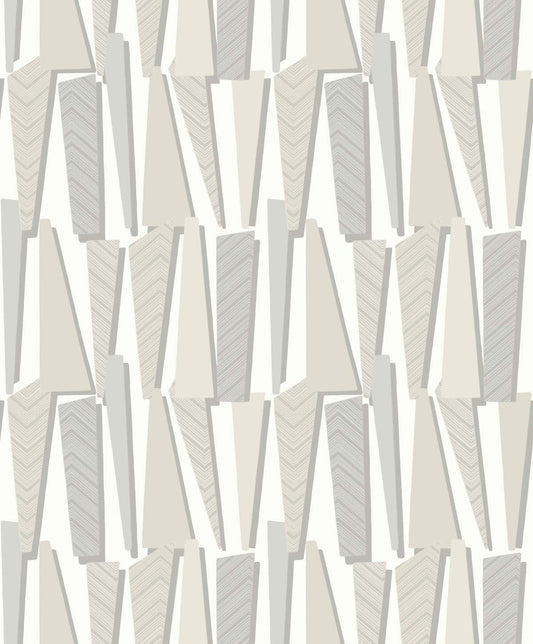 Seabrook Designs The Simple Life Geometric Shadows Geometric Contemporary Beige Matte Sidewall - SL80800