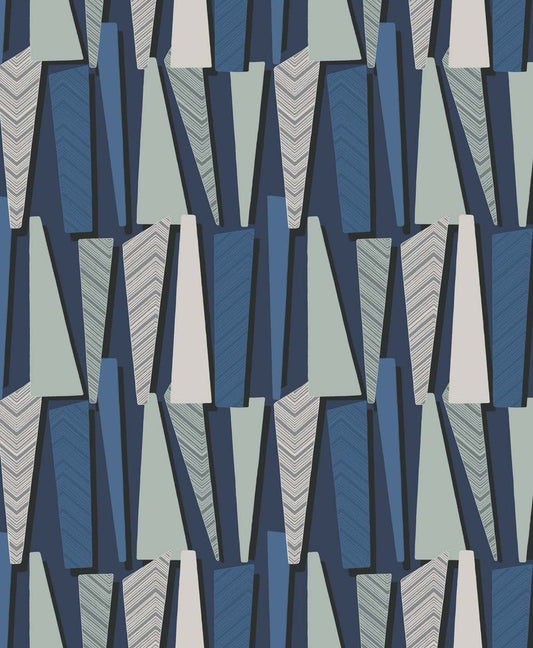 Seabrook Designs The Simple Life Geometric Shadows Geometric Contemporary Blue Matte Sidewall - SL80812