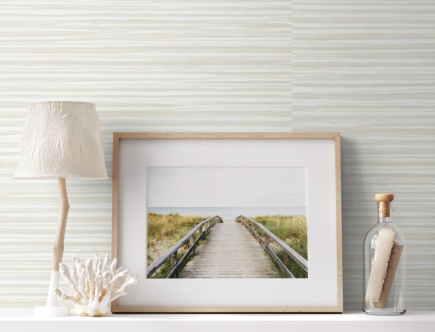 Seabrook Designs The Simple Life Calm Seas Striped Contemporary Beige Matte  - SL80903