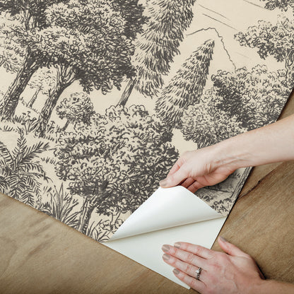 York Wallcoverings WallPops Sylva Parchment Self Adhesive Mural Botanical Transitional Parchment  Current Peel & Stick - SLM6459