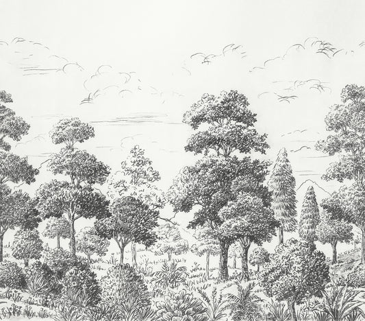 York Wallcoverings WallPops Sylva Black Self Adhesive Mural Botanical Transitional Black  Current Peel & Stick - SLM6460