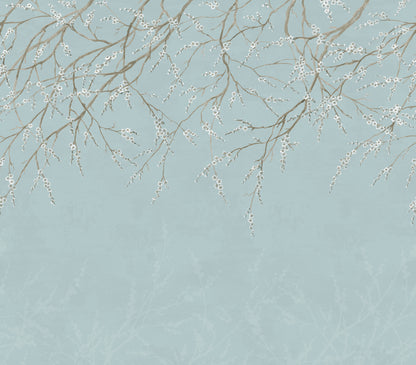 York Wallcoverings WallPops Hanami Blue Self Adhesive Mural Graphics Transitional Blue  Current Peel & Stick - SLM6464