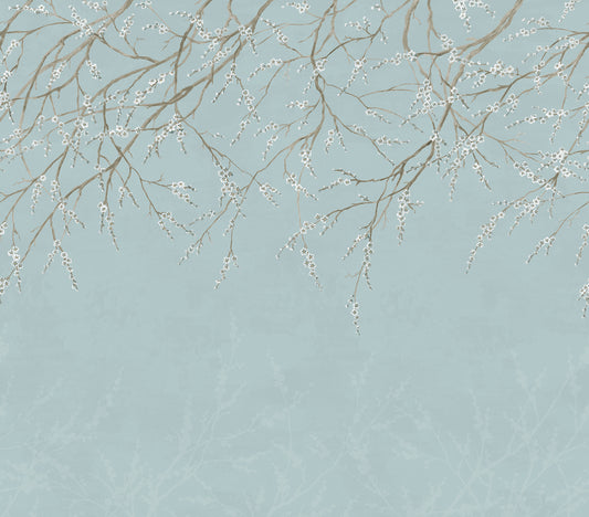 York Wallcoverings WallPops Hanami Blue Self Adhesive Mural Graphics Transitional Blue  Current Peel & Stick - SLM6464