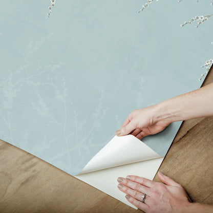 York Wallcoverings WallPops Hanami Blue Self Adhesive Mural Graphics Transitional Blue  Current Peel & Stick - SLM6464