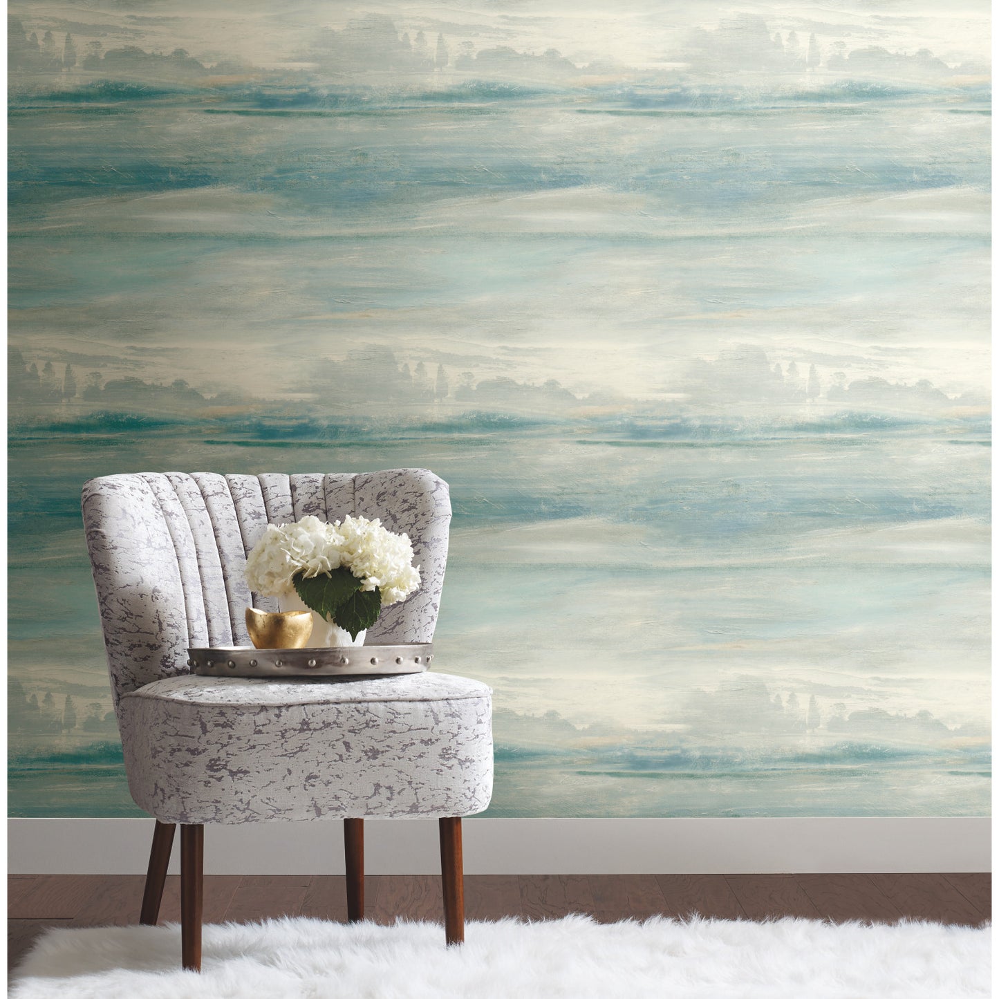 York Wallcoverings Best Sellers Soothing Mists Scenic Light Blue Wallpaper  Modern and Transitional Blues   - SO2432