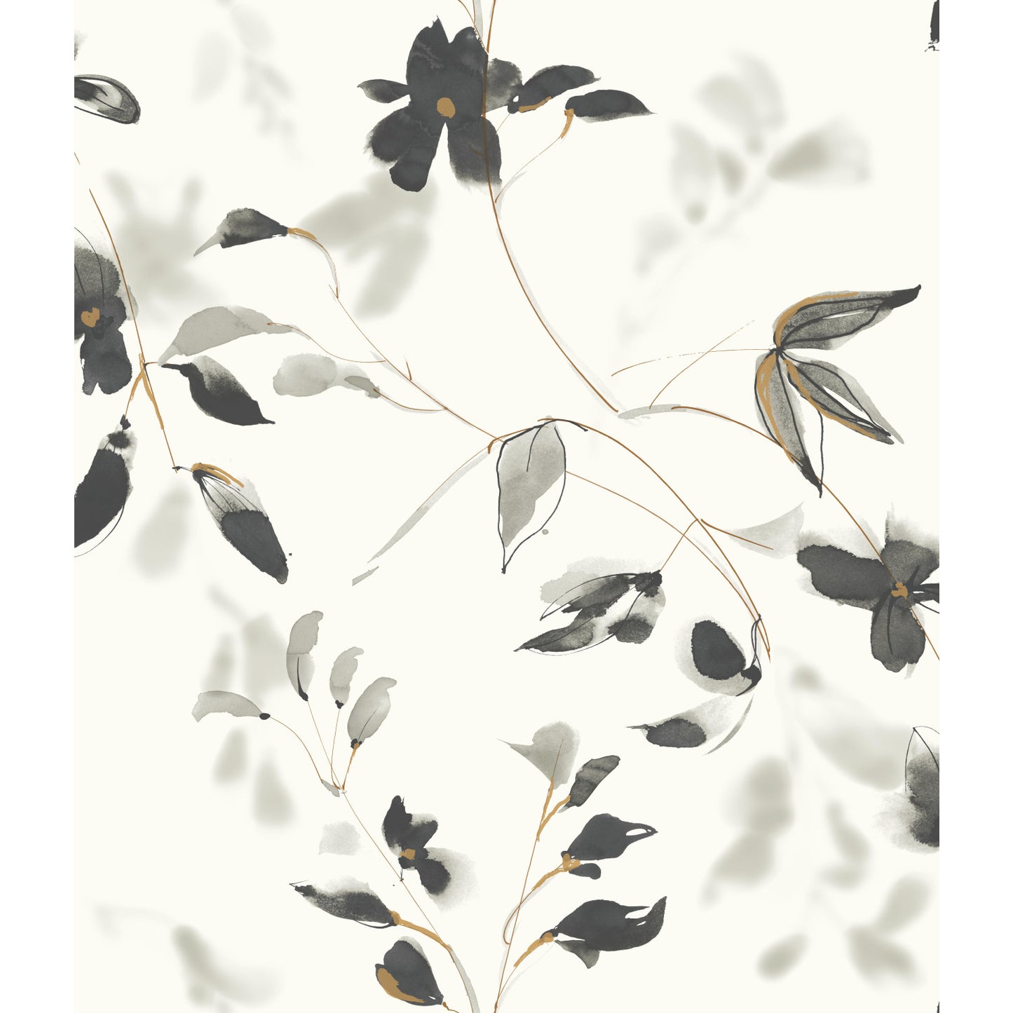 York Wallcoverings Best Sellers Linden Flower Black Wallpaper  Florals and Flowers Blacks   - SO2442