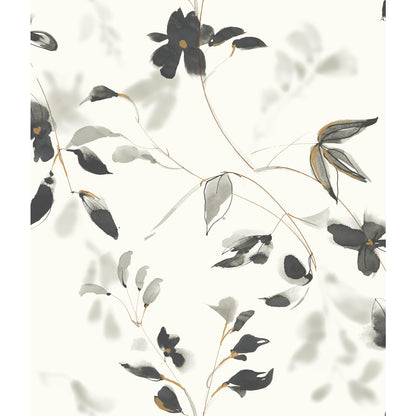 York Wallcoverings Best Sellers Linden Flower Black Wallpaper  Florals and Flowers Blacks   - SO2442