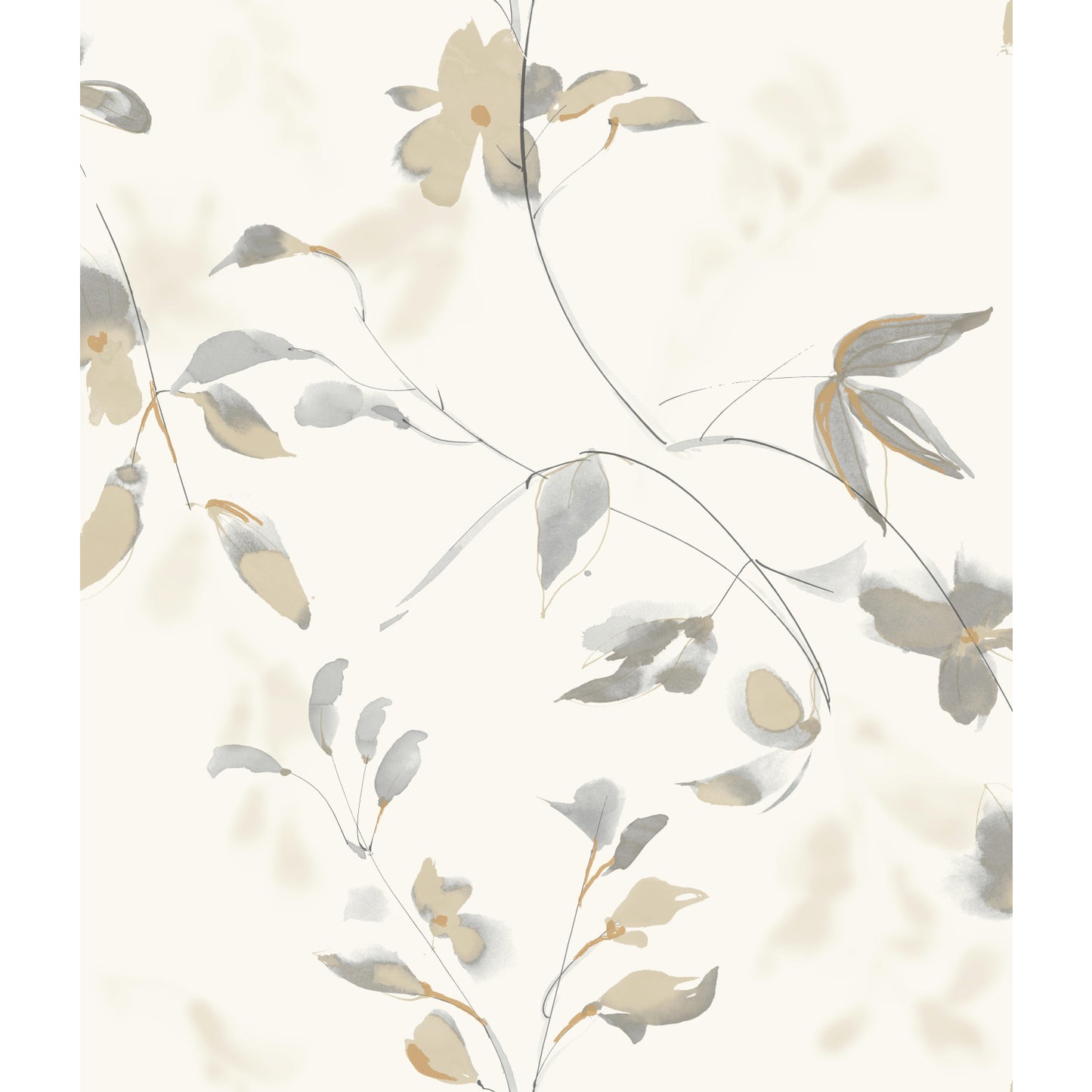 York Wallcoverings Best Sellers Linden Flower Tan Wallpaper  Florals and Flowers Neutrals   - SO2444