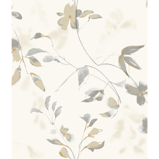 York Wallcoverings Best Sellers Linden Flower Tan Wallpaper  Florals and Flowers Neutrals   - SO2444