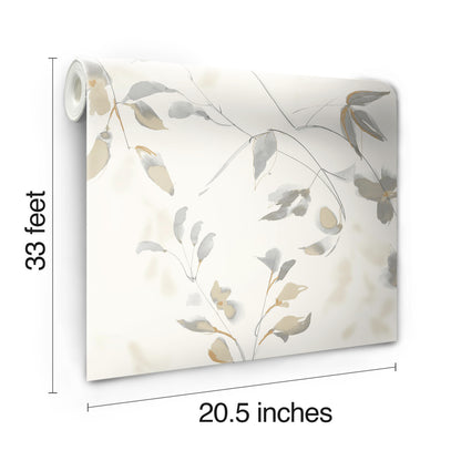 York Wallcoverings Best Sellers Linden Flower Tan Wallpaper  Florals and Flowers Neutrals   - SO2444