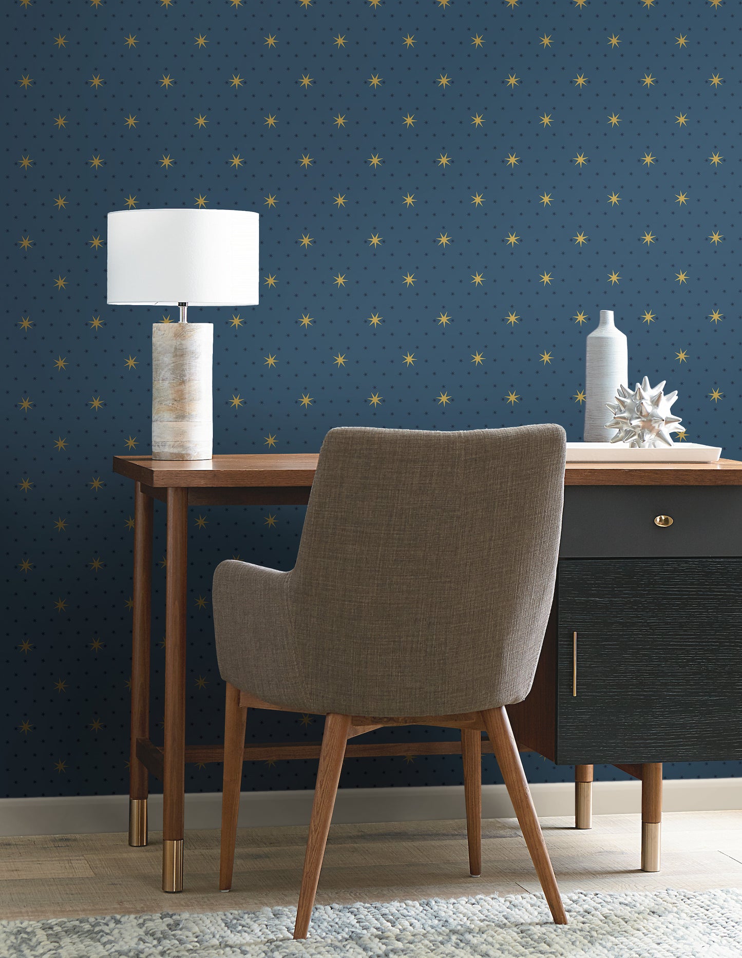 York Wallcoverings Blues II Stella Star Navy Metallic Wallpaper   Navy Metallic   - SP1498