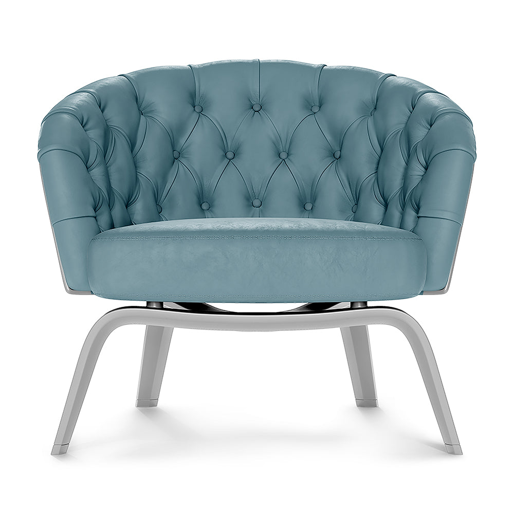 Blue solid fabric swatch with a smooth weave.