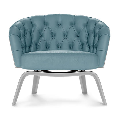 Blue solid fabric swatch with a smooth weave.