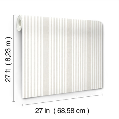 York Wallcoverings Magnolia Home 4 French Linen Stripe Stripes Farmhouse Beige   - SR1581MH
