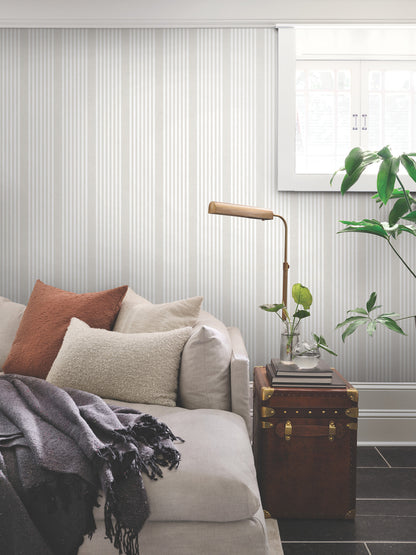York Wallcoverings Magnolia Home 4 French Linen Stripe Stripes Farmhouse Beige   - SR1581MH