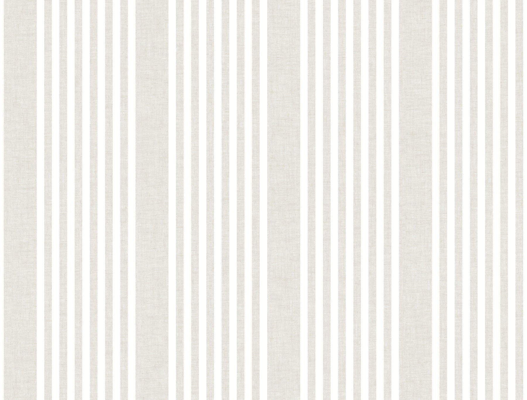 Cream linen-textured wallpaper with alternating beige vertical stripes for a classic striped wall look.