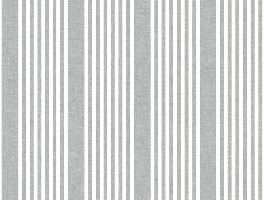 York Wallcoverings Shimmering Finishes French Charcoal Linen Stripe Wallpaper Farmhouse Stripes Greys   - SR1586MH