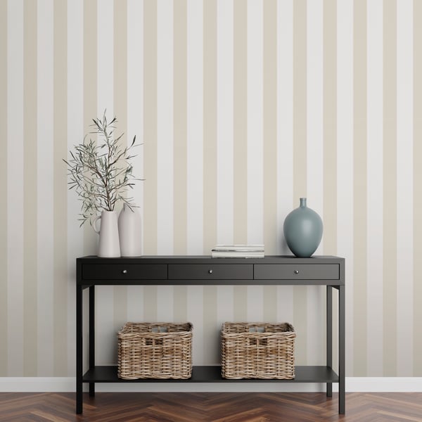 Galerie Wallcoverings Style Sisters Medium Stripe Natural Galerie Wallcoverings  Beige   - SS21232