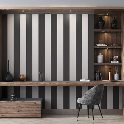 Galerie Wallcoverings Style Sisters Wide Stripe Black Galerie Wallcoverings  Black   - SS21235