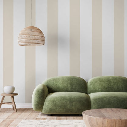 Galerie Wallcoverings Style Sisters Half Stripe Natural Galerie Wallcoverings  Beige   - SS21236