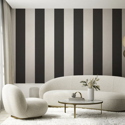 Galerie Wallcoverings Style Sisters Half Stripe Black Galerie Wallcoverings  Black   - SS21237