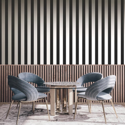 Galerie Wallcoverings Style Sisters Flock Stripe Black Galerie Wallcoverings  Black   - SS21239