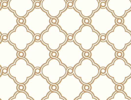 York Wallcoverings Beige and Neutrals Open Trellis  Gold Metallic Wallpaper  Geometrics Metallics   - SS2510