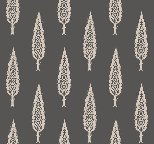 York Wallcoverings Black and White, III Juniper Tree Black and Taupe Wallpaper  Botanical Blacks   - SS2607