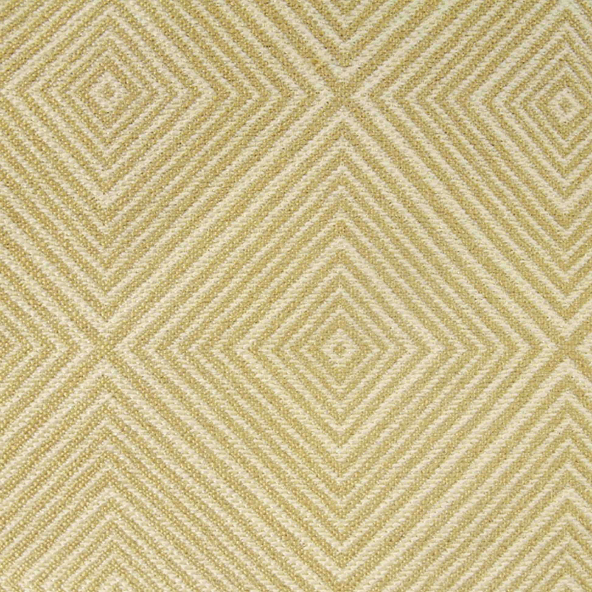 Gold and cream geometric diamond chevron pattern on a textured fabric.