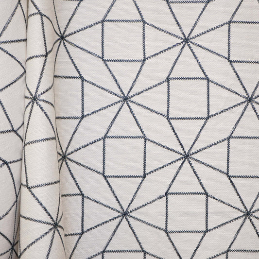 JF Fabrics JF Studio STARBURST 91 Fabric Geometric, Transitional White, Black  Linen, Embroidery - 9006191 SJ102