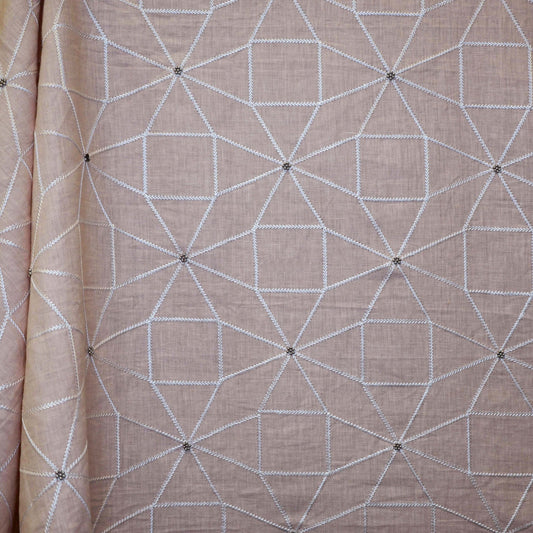 JF Fabrics JF Studio STARFIRE 22 Fabric Geometric, Transitional, Beaded Pink, Peach  Linen, Embroidery - 9006322 SJ102