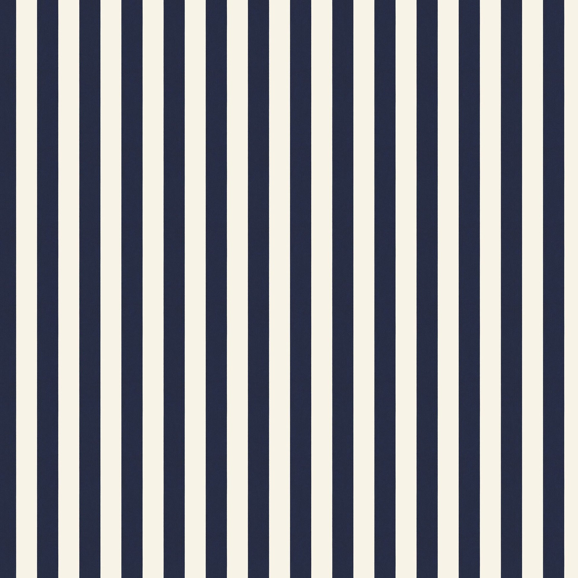 Navy blue & white vertical striped pattern; bold nautical stripe design suitable for fabric or wallpaper.