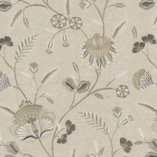 STOUT TEXTILES  MULTIPURPOSE,EMBROIDERIES TRADITIONAL, FLORAL ESPRESSO,TEAK,WALNUT   - STRU-1