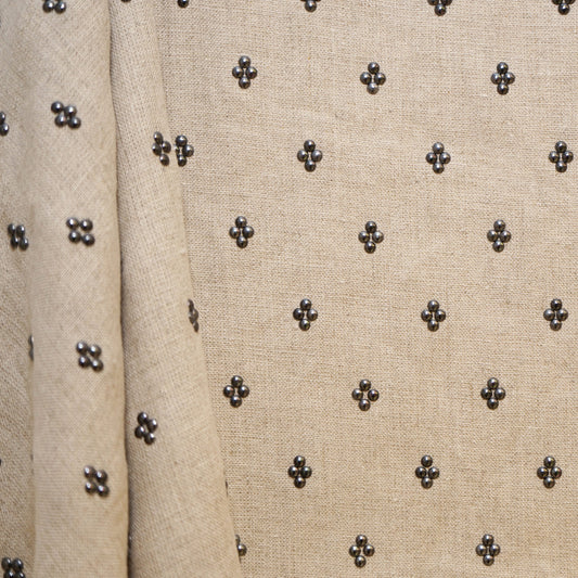 JF Fabrics JF Studio STUDLY 33 Fabric Traditional,Transitional,Contemporary,Diamond,Novelty Creme,Beige,Grey,Silver  Embroidery,Linen,Texture,Linen Texture - 5500633 SJ101
