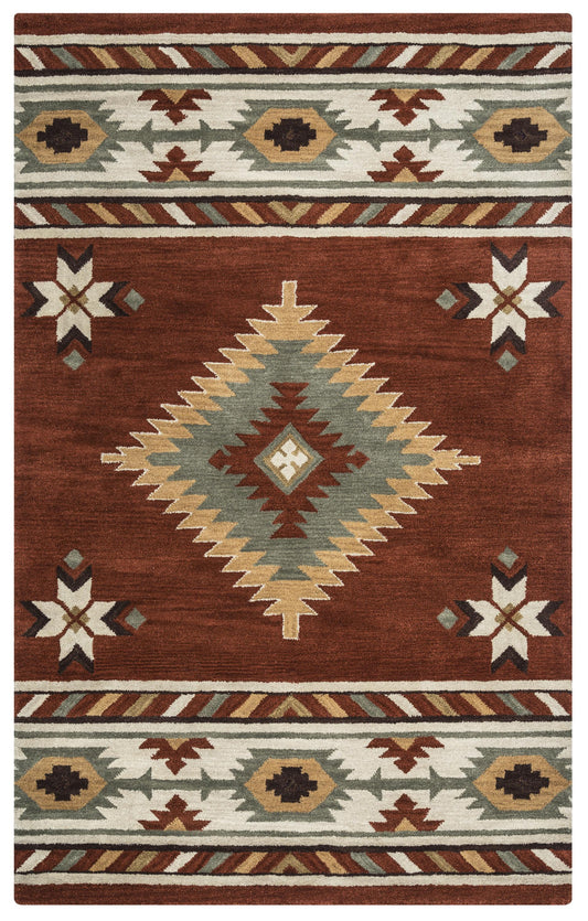 5' x 8' rug with a Southwest rustic lodge pattern.