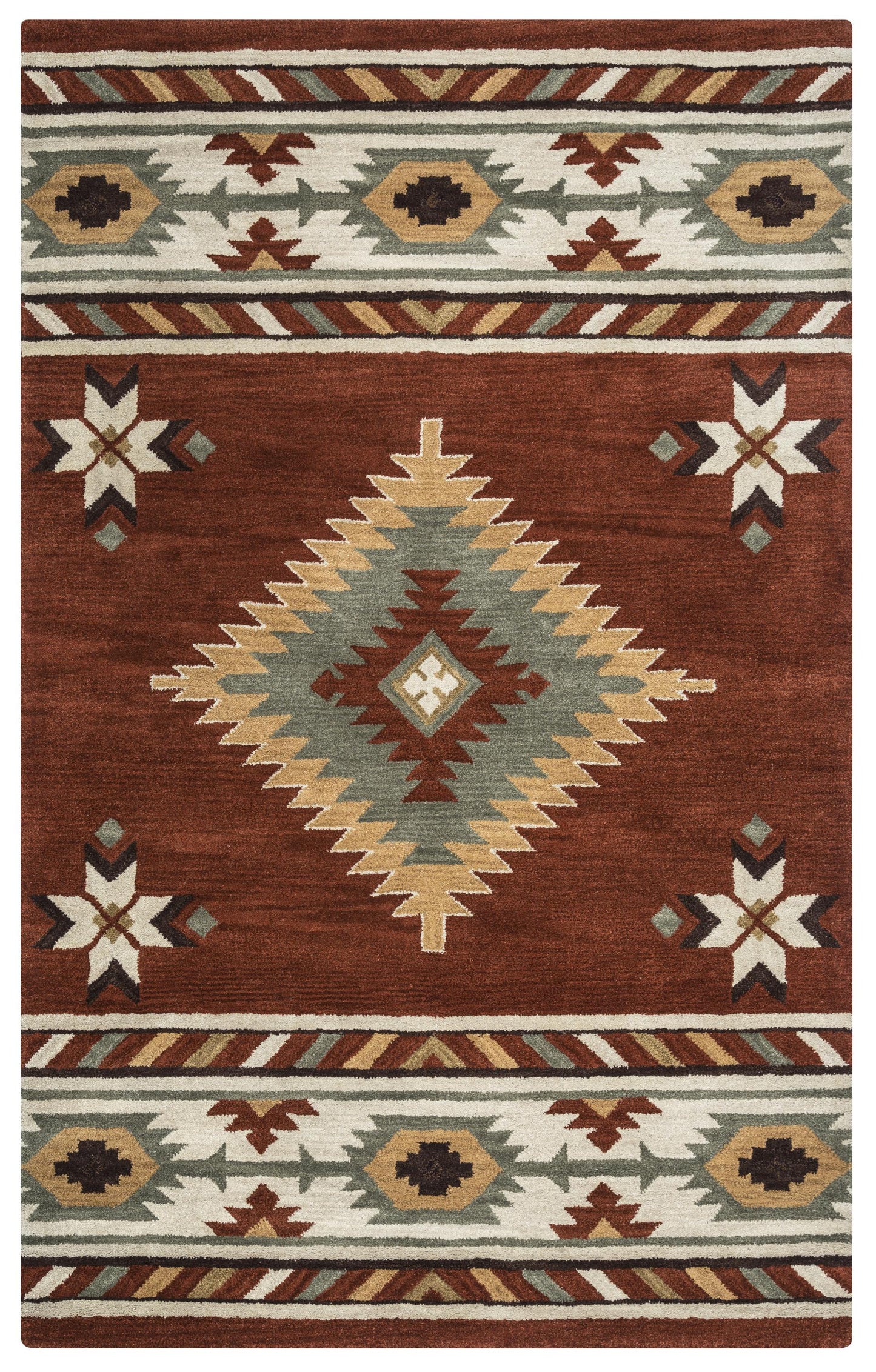 Rug, Southwest Rustic Lodge style, 8' x 10'.