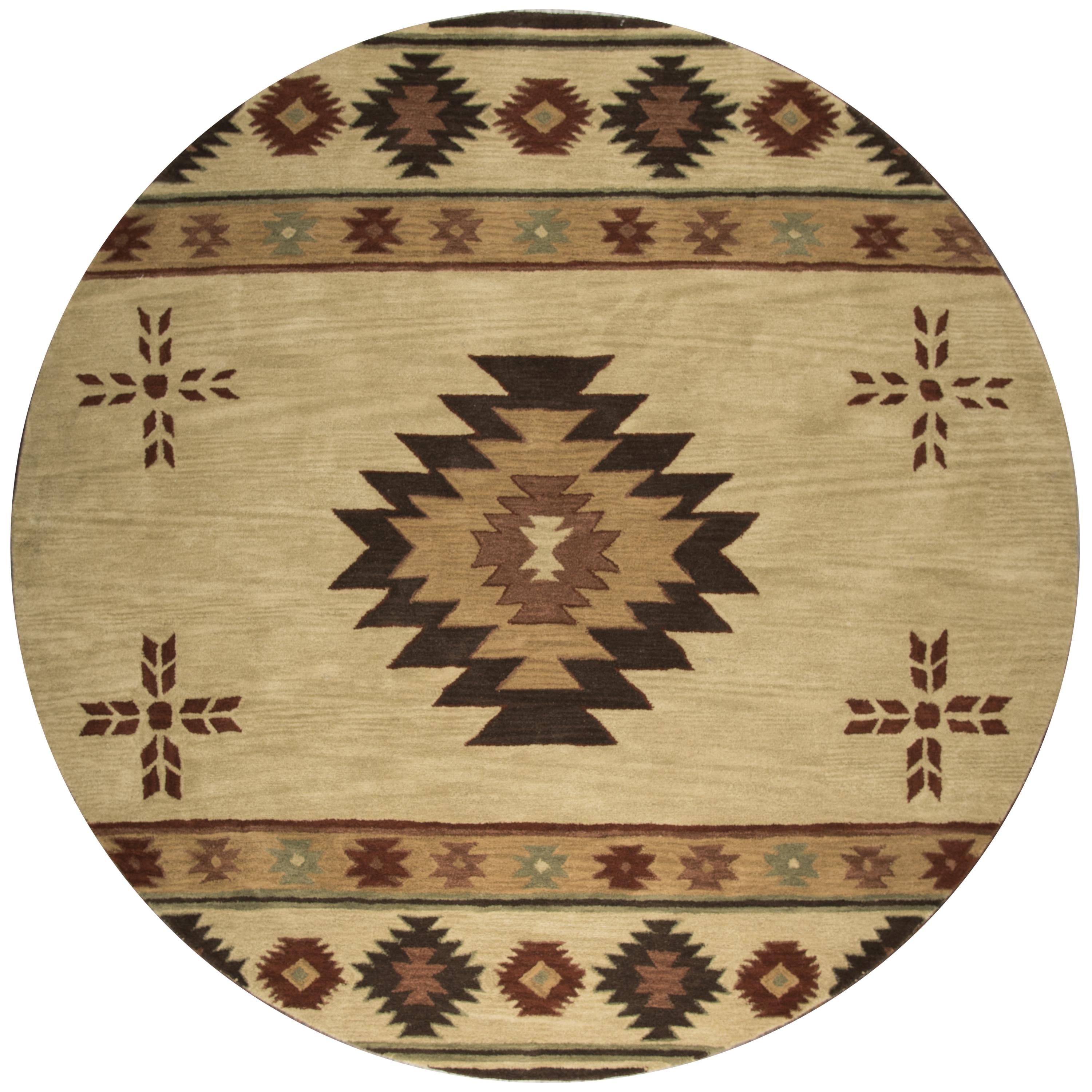 Rustic Rimworld Rug RIZZY HOME RUGS Southwest Rustic,Lodge 8' Round - SOWSU2007000408RD ...