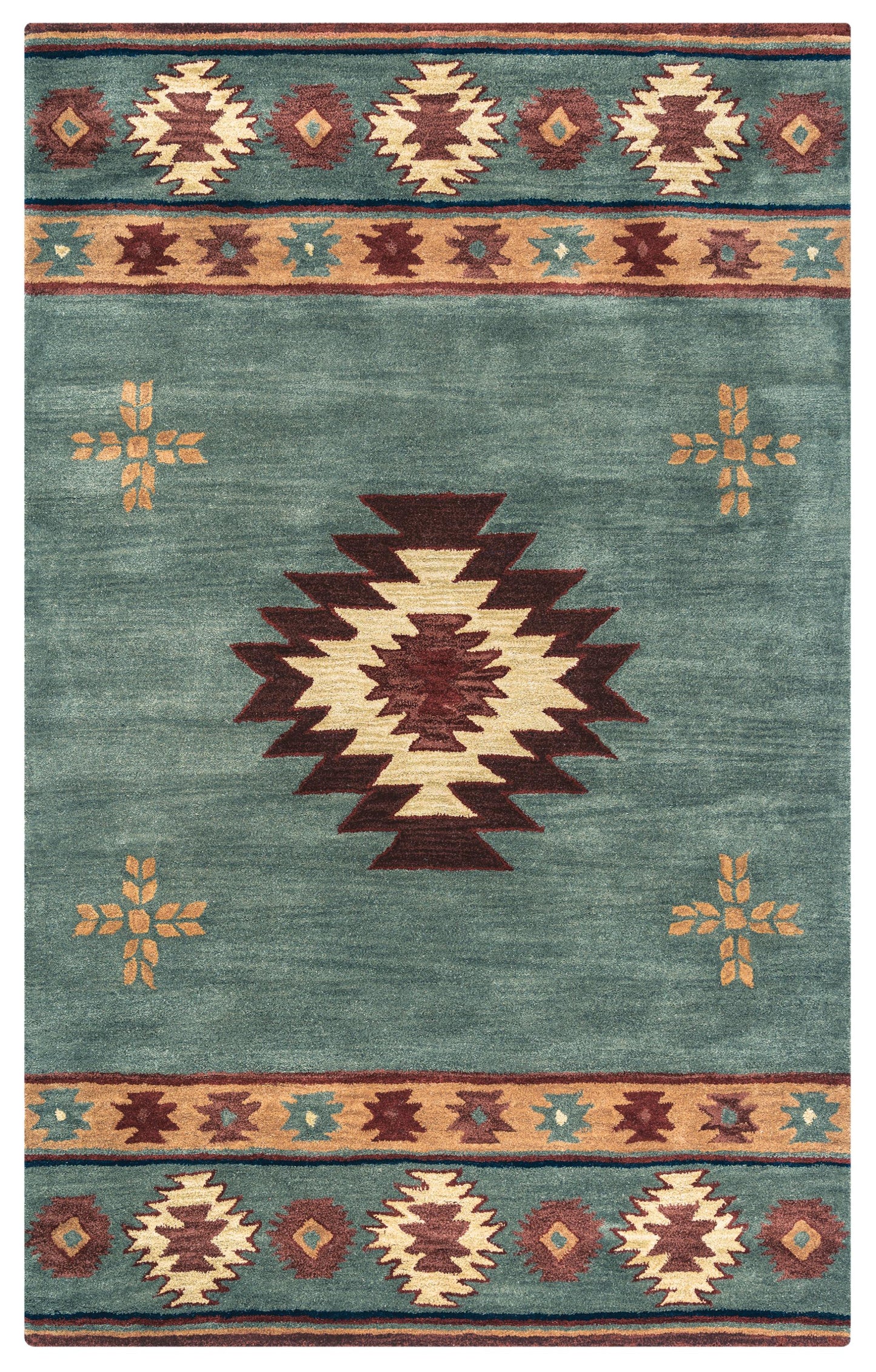 Southwestern rug in rustic lodge style, 10' x 14'.