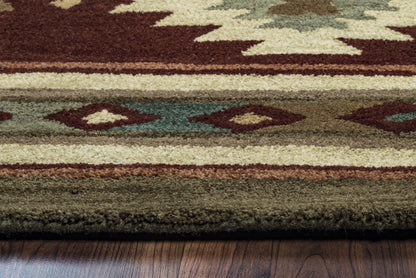 Round Southwestern rustic lodge-style rug with earthy tones, 8 ft diameter.