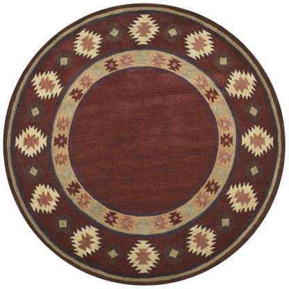 Round rug, 8' diameter, southwestern rustic lodge pattern.